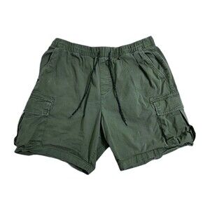 Old Navy Cargo Shorts Men's Large 7" Green Drawstring Pull On Utility Trail Hike